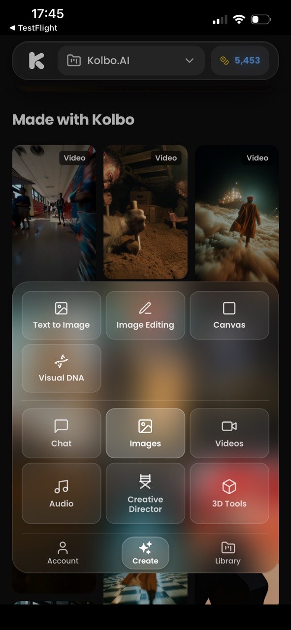 Kolbo mobile app interface